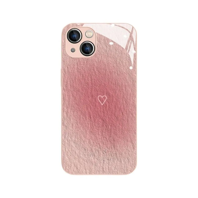 Liquid glass shockproof iPhone case with oil painting Love design for Apple iPhone