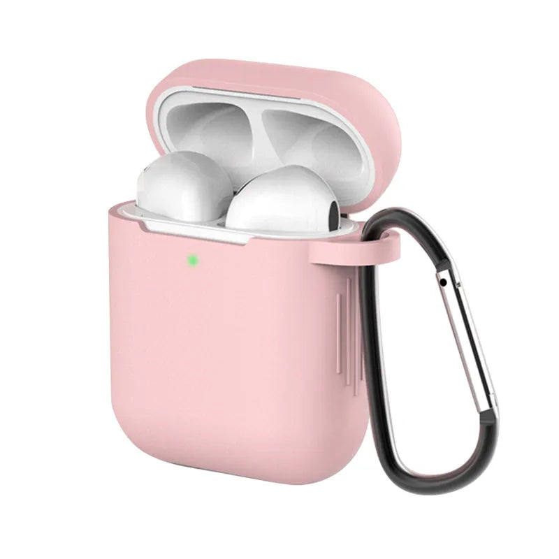 Liquid silicone clamshell cover for Apple AirPods first and second generation in multiple colours.