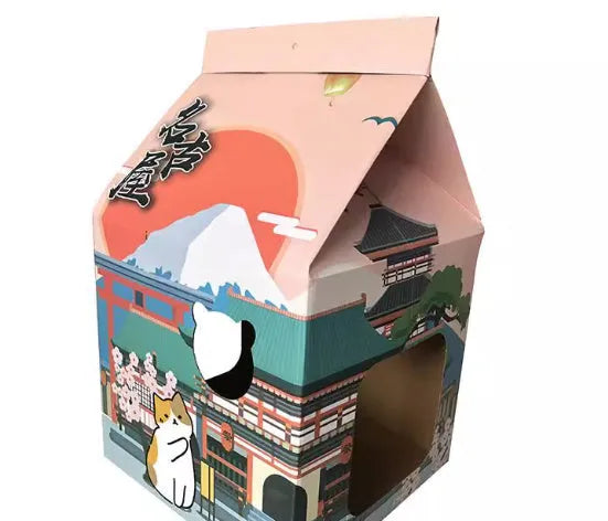 Foldable corrugated paper cat scratching board with Nagoya cat nest design