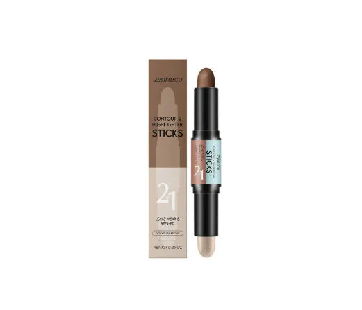 2-in-1 outline highlighter and highlight repair pen for eyebrows, shown in three brown shades.