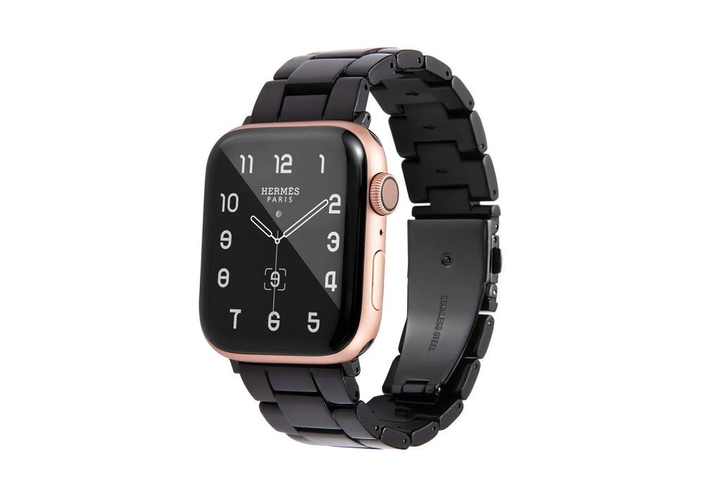 Slim resin watch strap for Apple Watch in Army Green colour with buckle closure