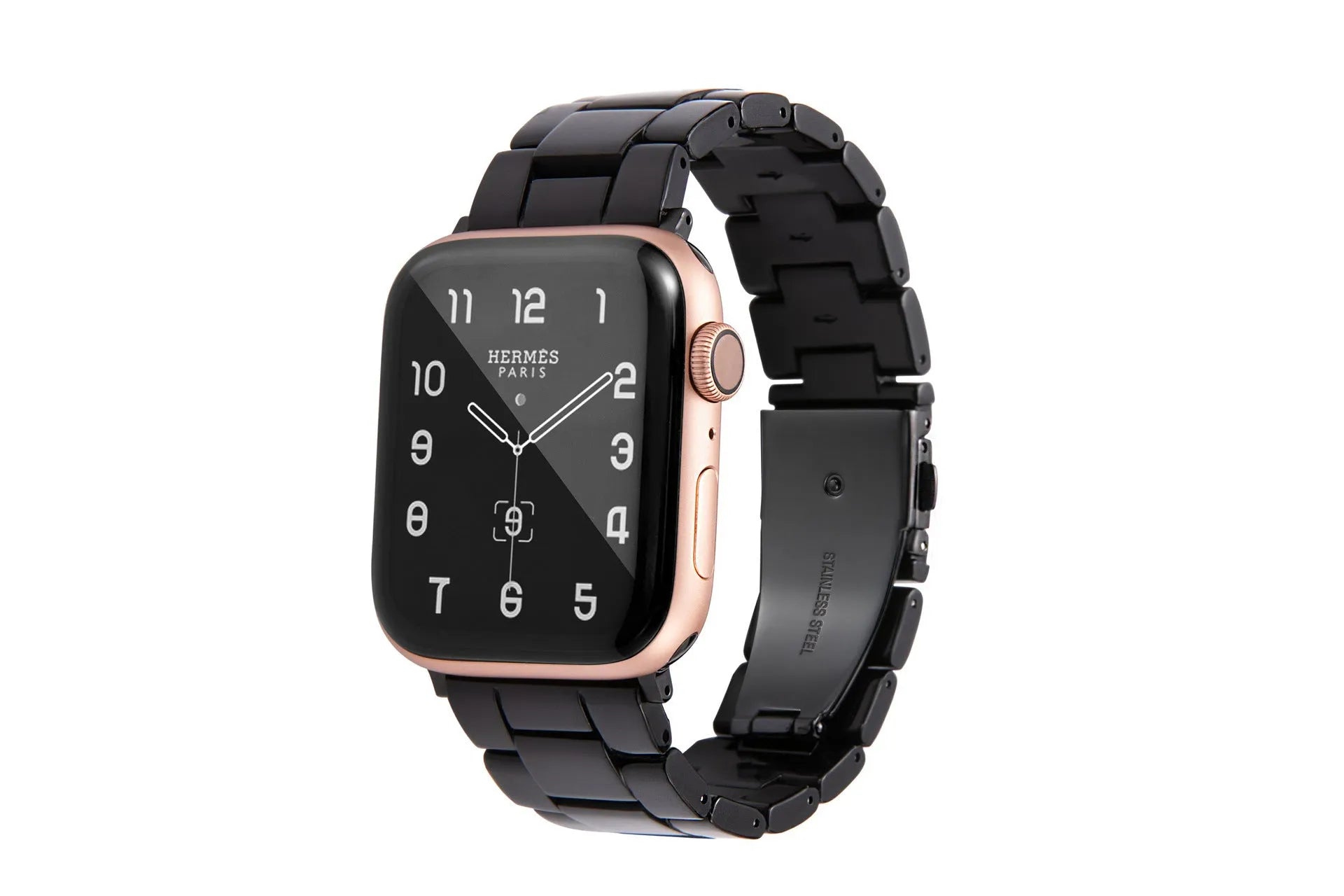 Slim resin watch strap for Apple Watch in Army Green colour with buckle closure