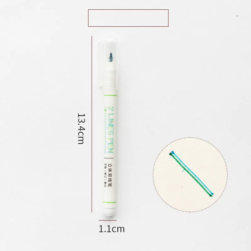 Double line two-colour highlighter pen with 0.5mm tip for student note marking