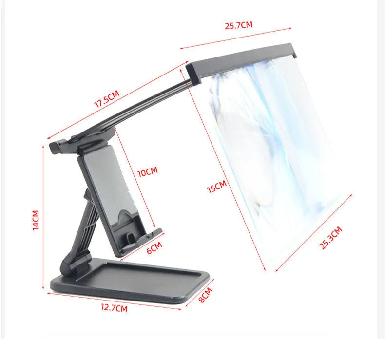 L20 split mobile phone screen magnifier with 12-inch acrylic lens and black adjustable bracket