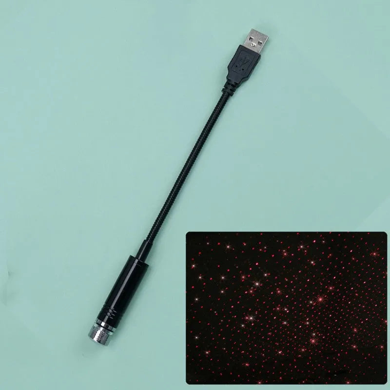 Metal mini LED car roof star night lights projector in red and purple colour options for interior atmosphere