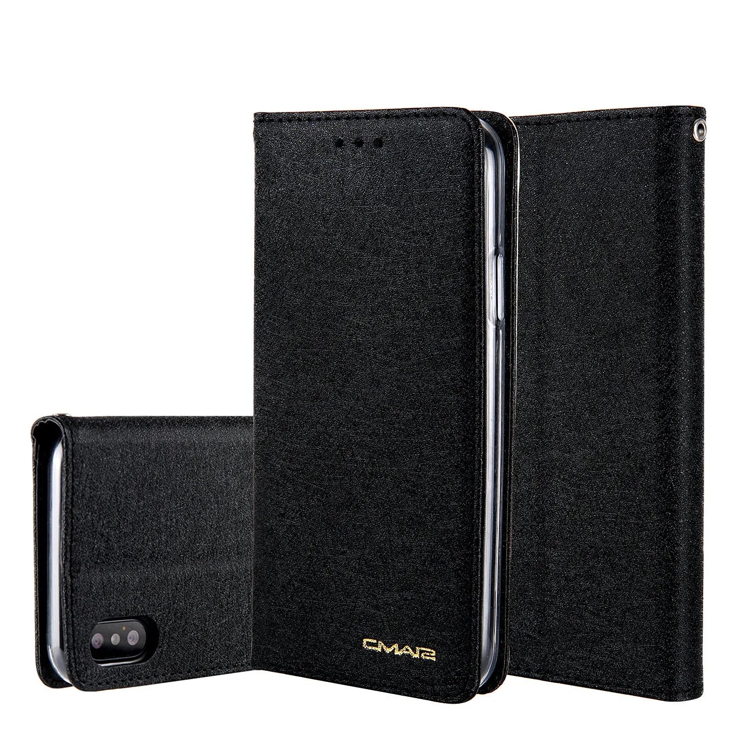PU leather flip phone case with card slots for Apple iPhone in multiple colour options