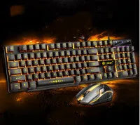 Limei GTX300 white and black wired gaming keyboard and mouse set with backlit keys on a desk