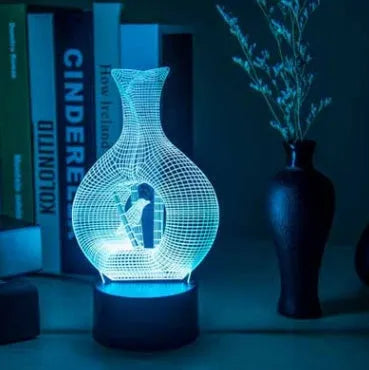 3D acrylic LED night light with colour changing modes on ABS base