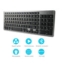 Grey Bluetooth keyboard for tablets and phones with 104 keys and ultra-thin design