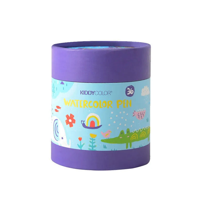 Set of children's washable watercolour pens in a case, showing multiple coloured barrels.