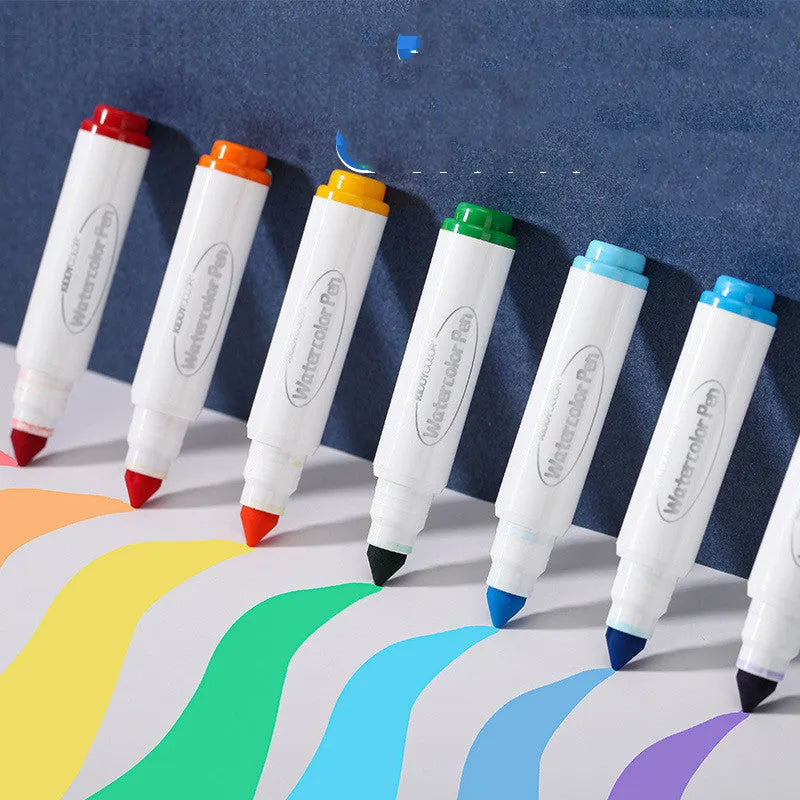 Set of children's washable watercolour pens in a case, showing multiple coloured barrels.