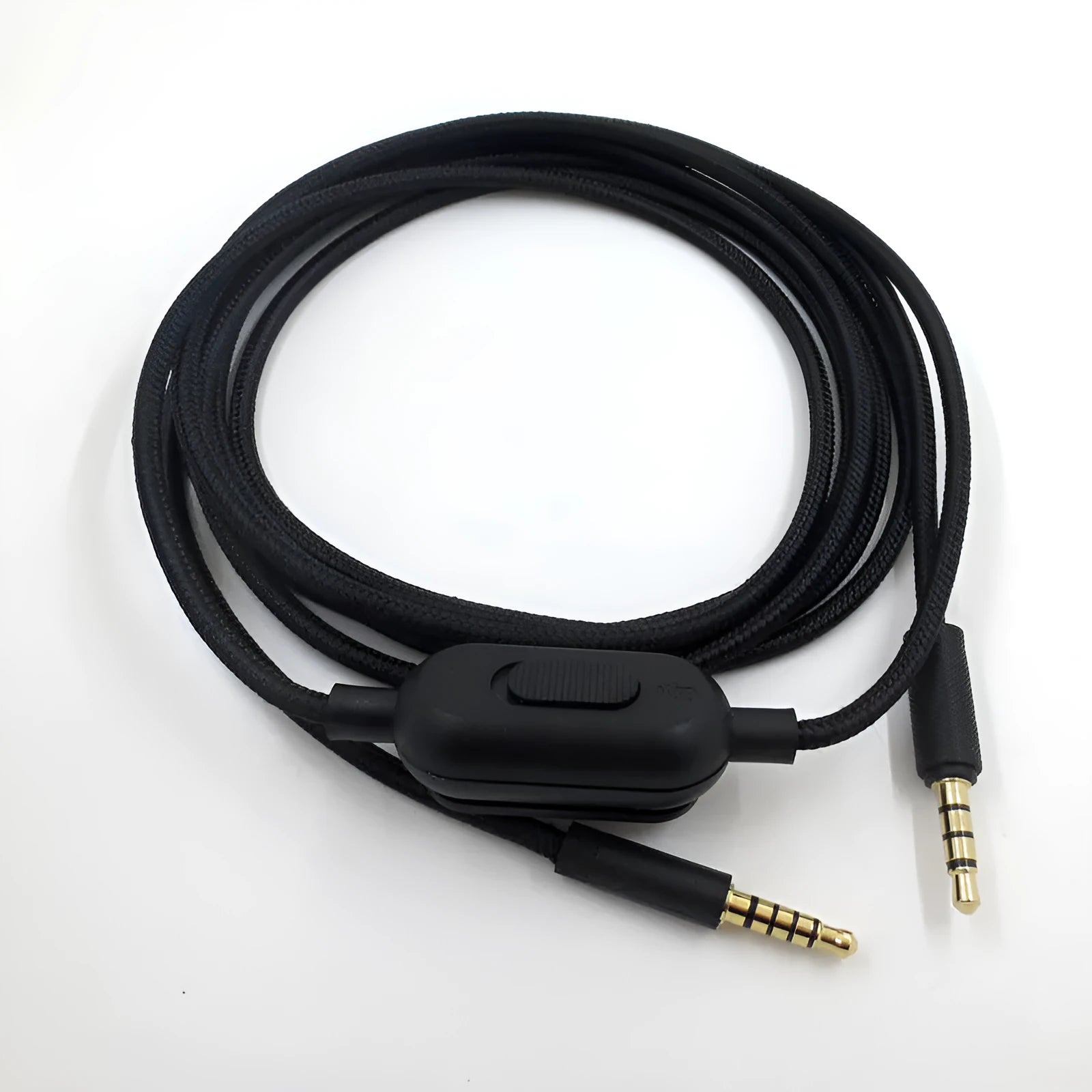 Black universal audio cable for gaming headsets with oxygen-free copper conductor
