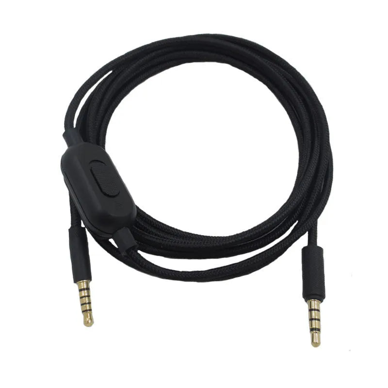 Black universal audio cable for gaming headsets with oxygen-free copper conductor