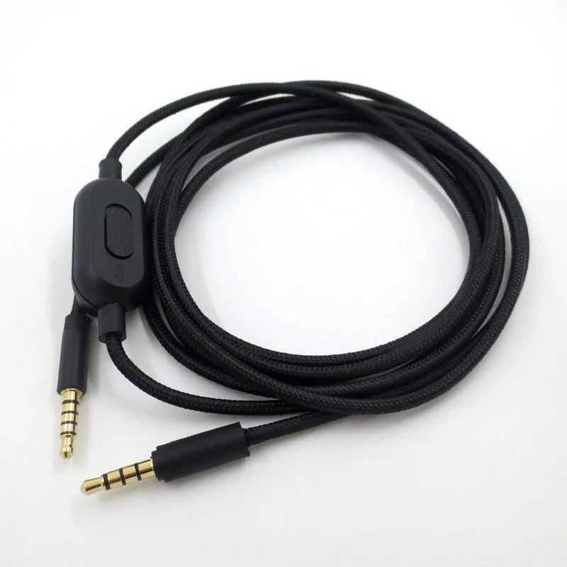 Black universal audio cable for gaming headsets with oxygen-free copper conductor