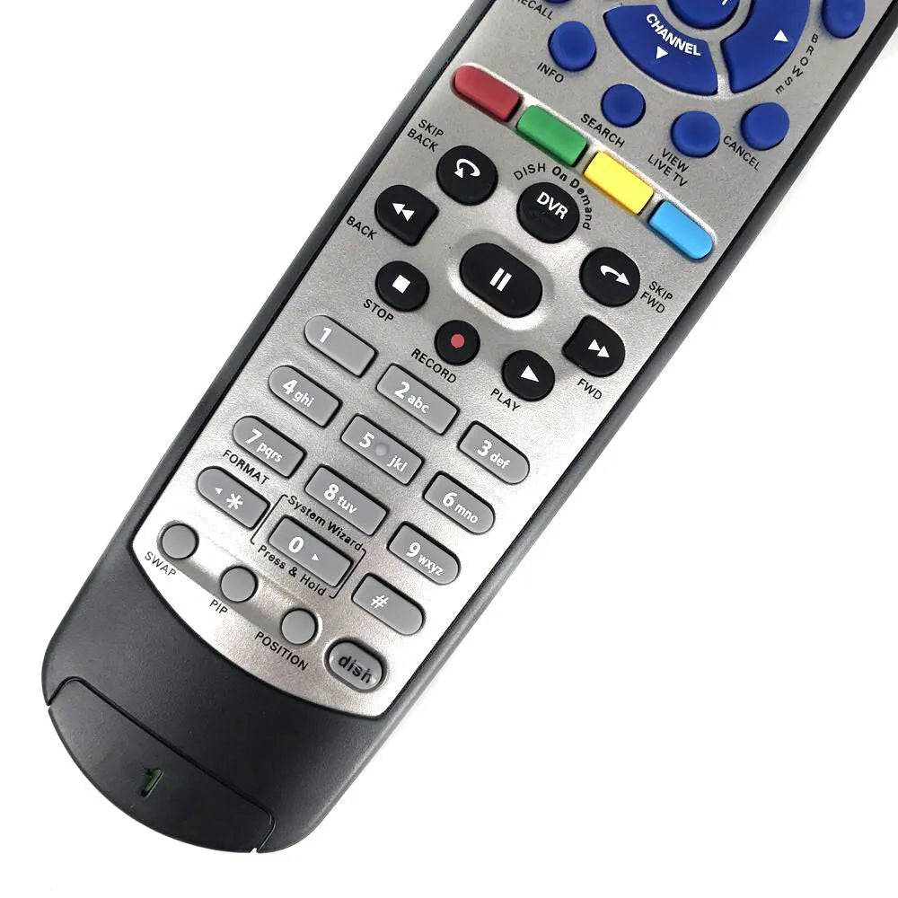 Black DISH Network universal remote control compatible with 20.1 code satellite receivers