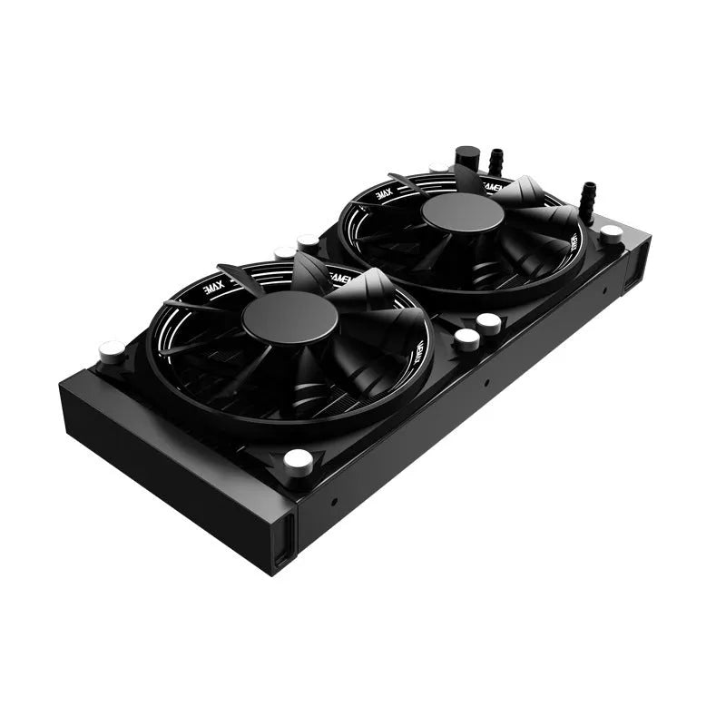 Black Icechill240 ARGB water cooling radiator with integrated water drain and ARGB lighting for PC custom loops