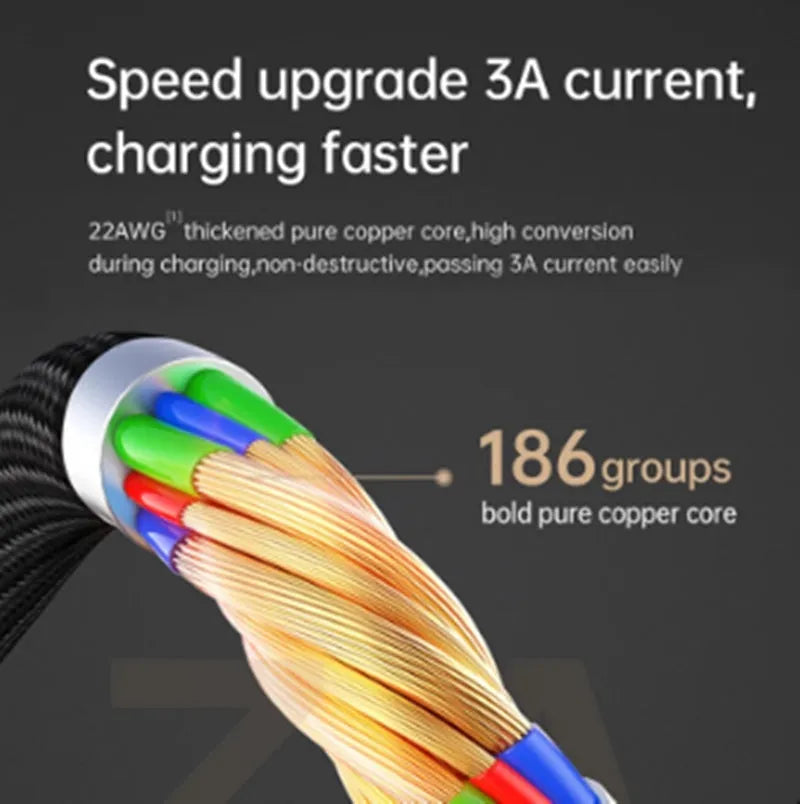 Black Apple MFi Lightning to USB A cable with dual-colour LED lights showing charging status