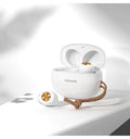 Wireless Bluetooth TWS earbuds with charging case in black, green, or white colours