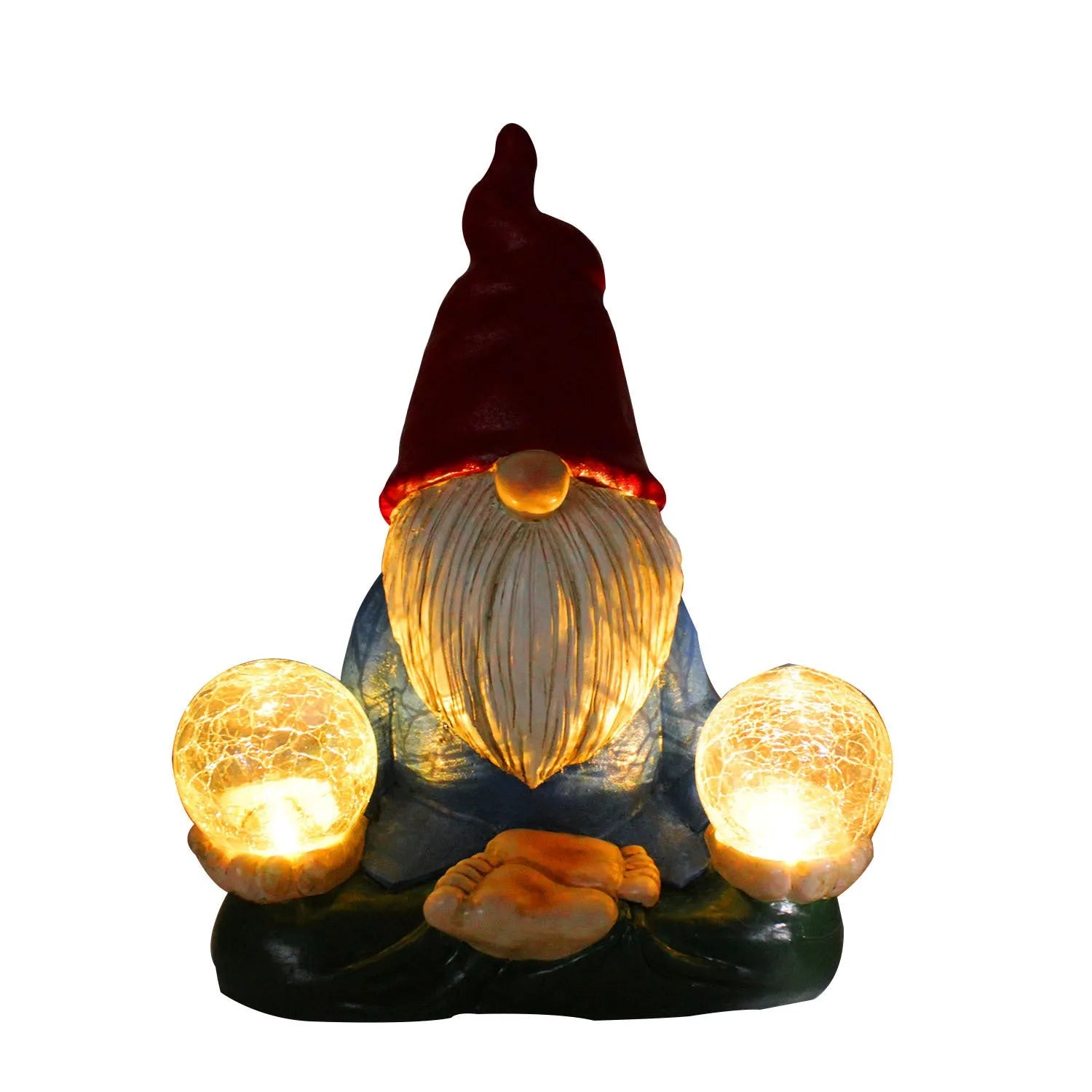 Solar LED resin dwarf doll outdoor garden ornament measuring 27x20cm