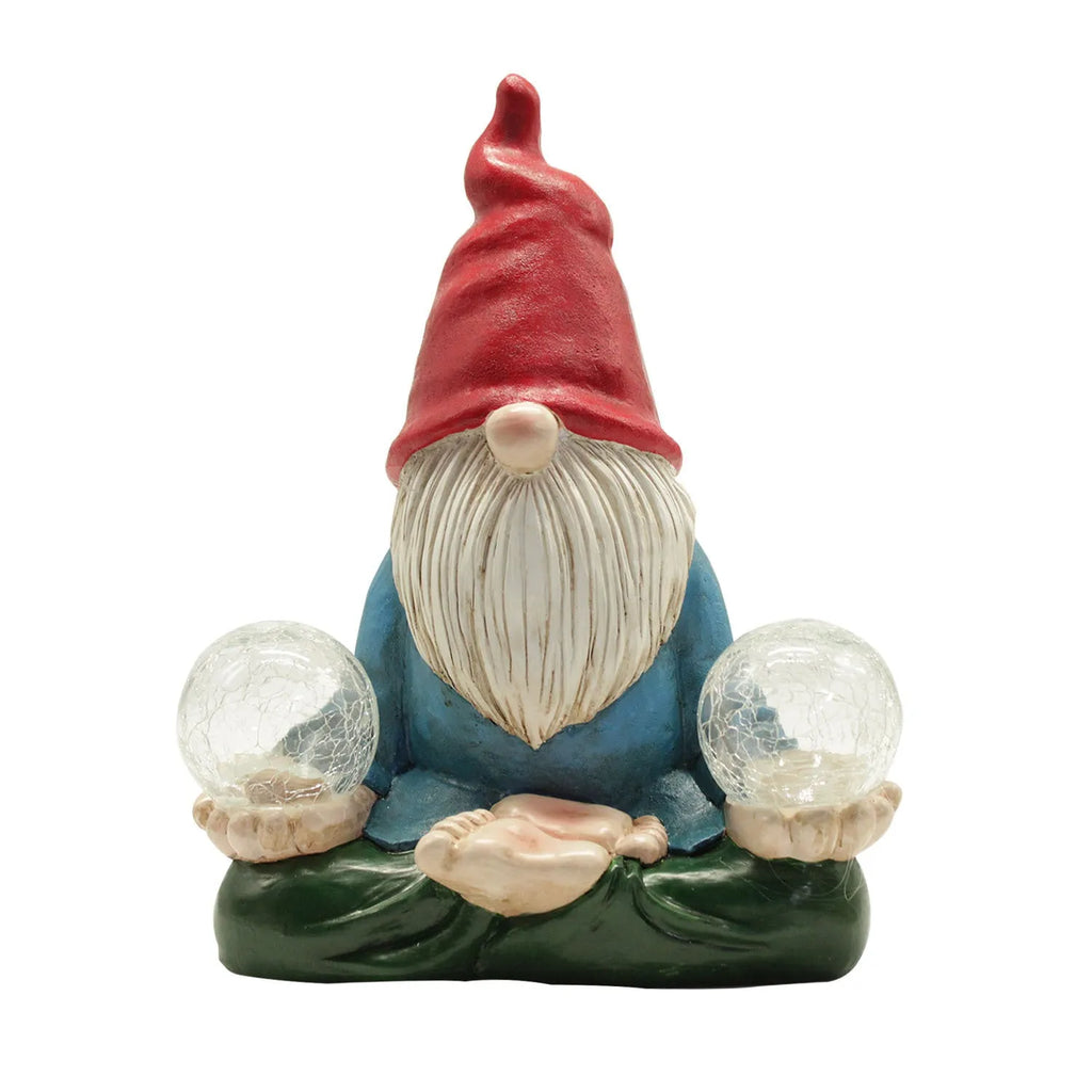 Solar LED resin dwarf doll outdoor garden ornament measuring 27x20cm