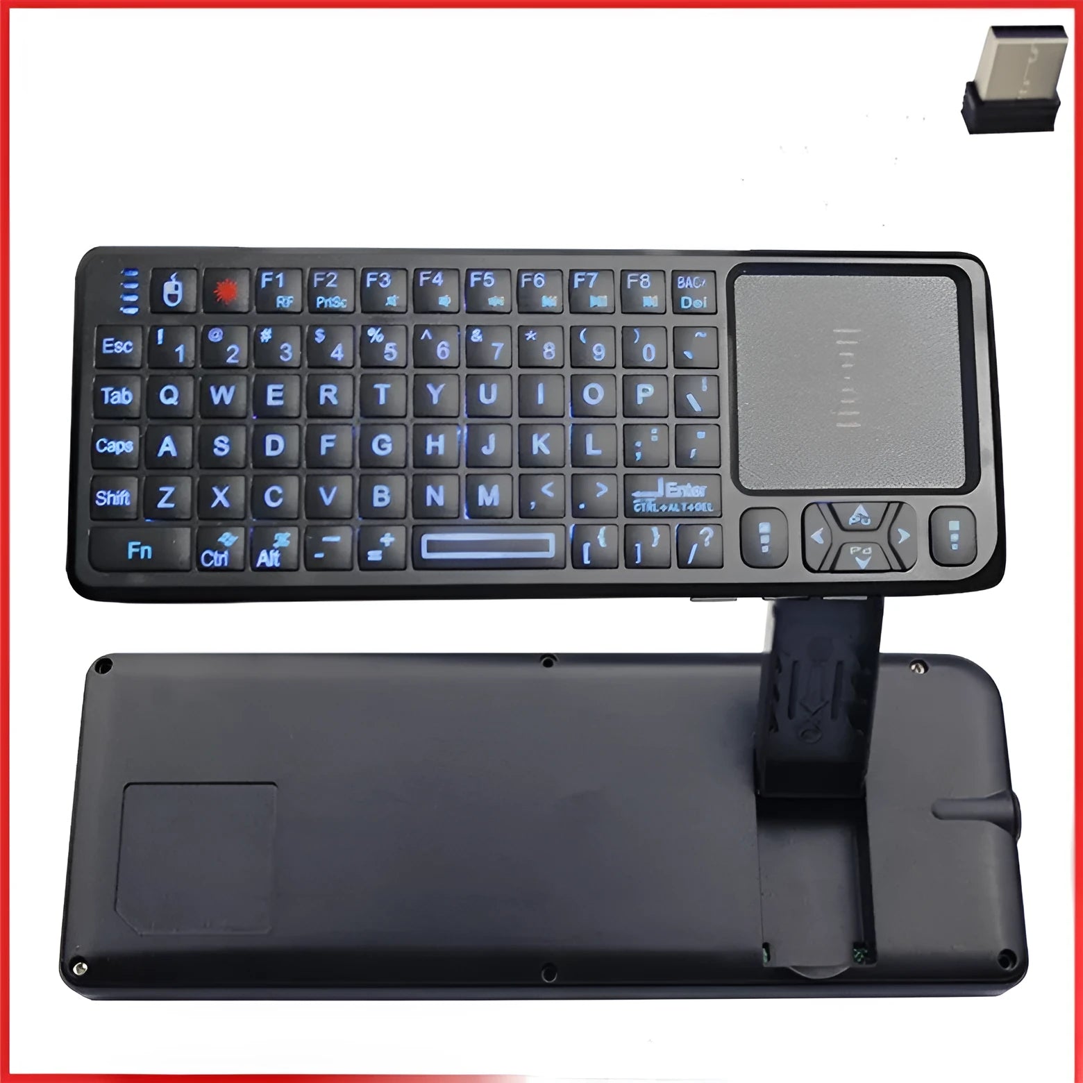 Black wireless laser teaching mini keyboard with touch screen measuring 151×59×12.5mm