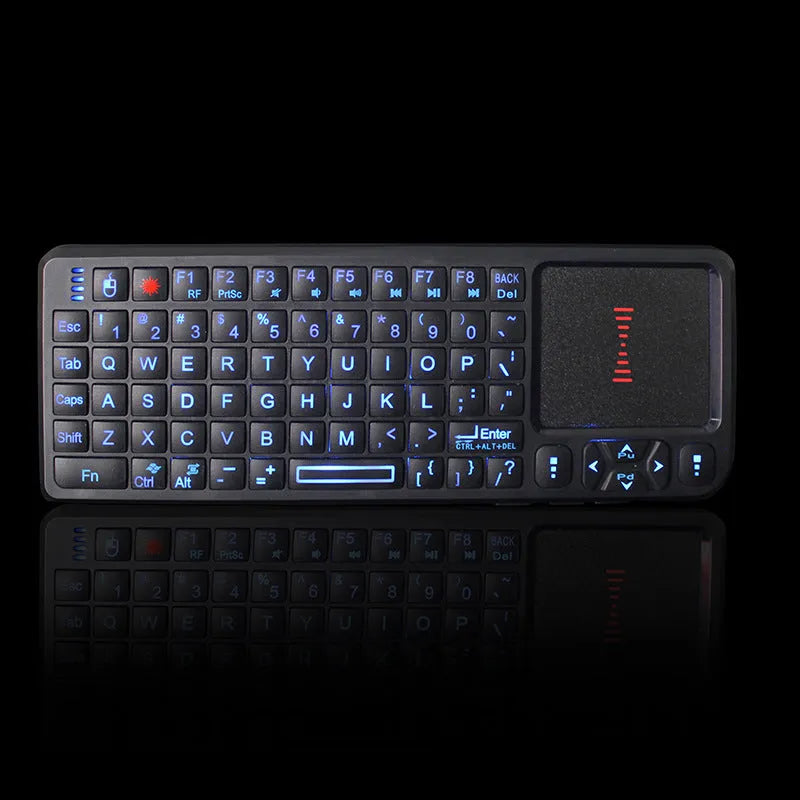 Black wireless laser teaching mini keyboard with touch screen measuring 151×59×12.5mm