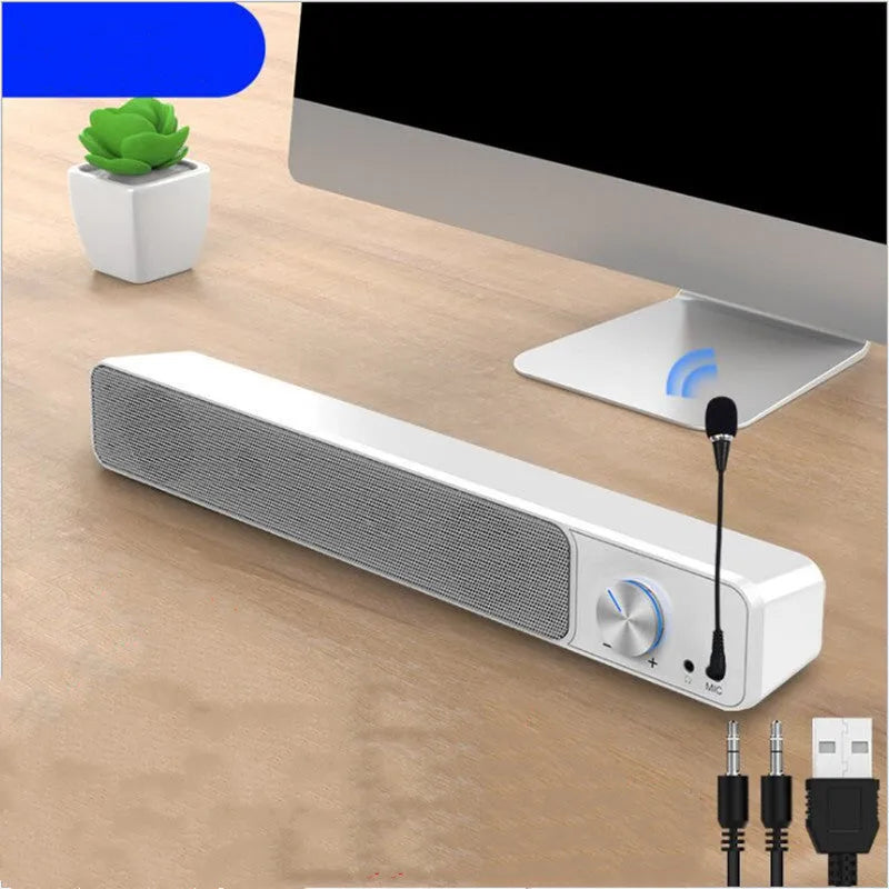 G18 desktop computer speakers in black and white with ABS PC shell and 2.0 stereo configuration