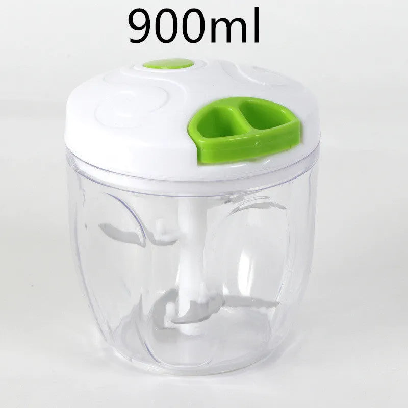 Green manual kitchen chopper with stainless steel blades and 500ml ABS plastic container