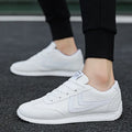 Men's Korean style white shoes with artificial PU upper and rubber sole in round toe design