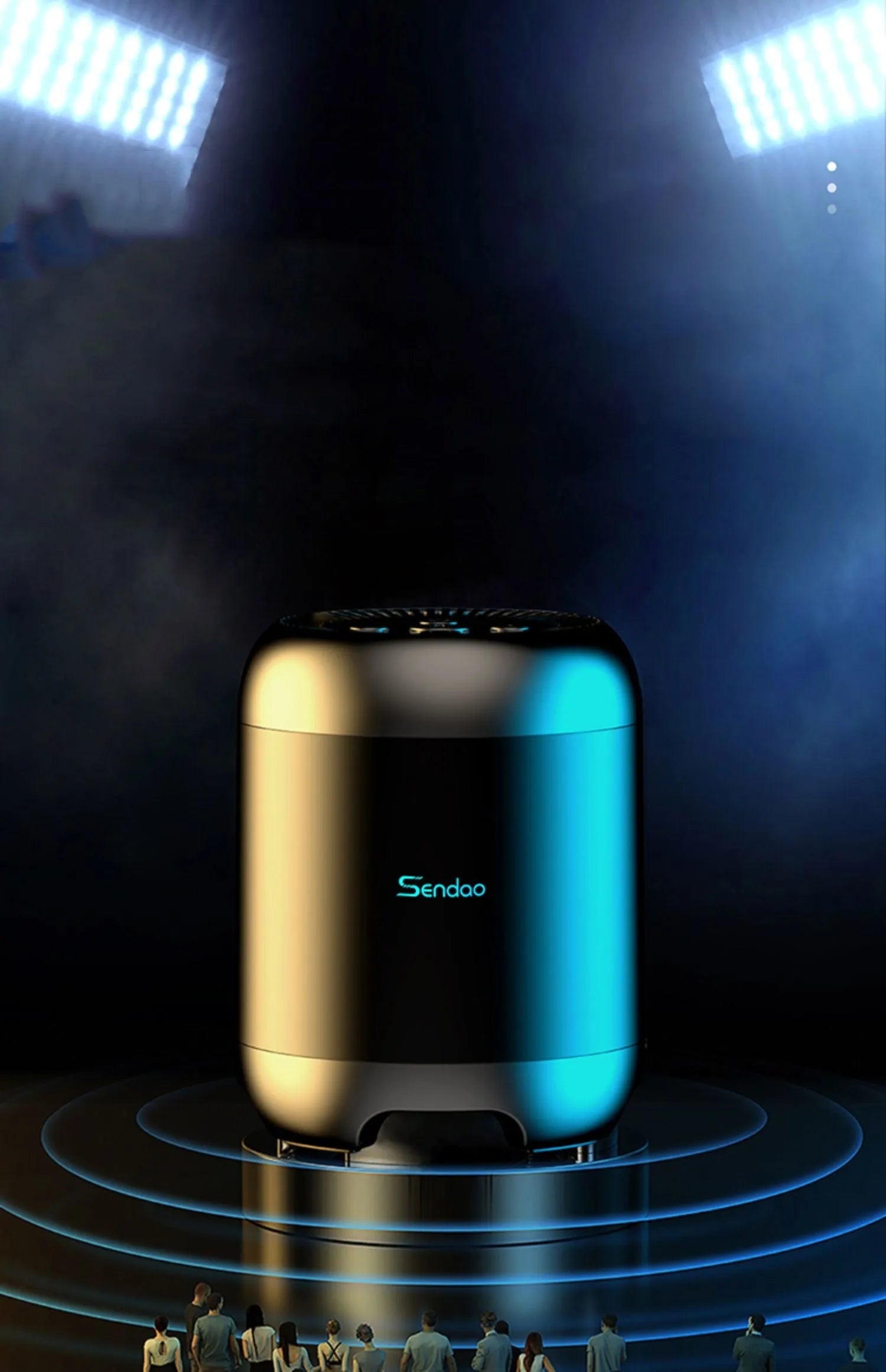 Compact black or white Bluetooth speaker with card reader slot and subwoofer grille