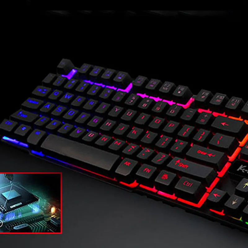 Wired USB Gaming Keyboard for Office and Home Use 104 Keys Multimedia Shortcut Keys X Architecture Backlit Waterproof Plastic Black White 1.5 Metre Cable 420x163x35mm