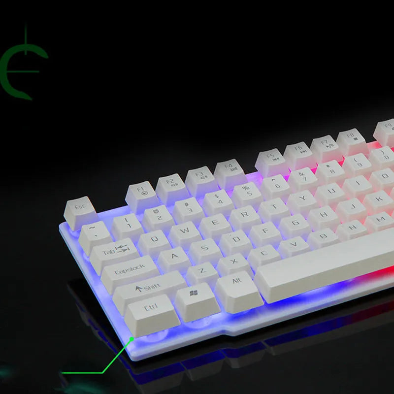 Wired USB Gaming Keyboard for Office and Home Use 104 Keys Multimedia Shortcut Keys X Architecture Backlit Waterproof Plastic Black White 1.5 Metre Cable 420x163x35mm