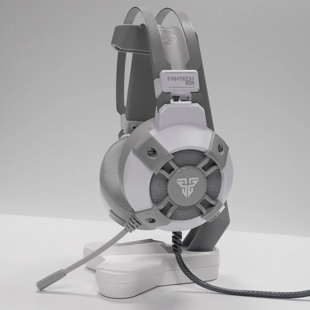 Black FANTECH HG11 gaming headset with RGB lights on the ear cups.