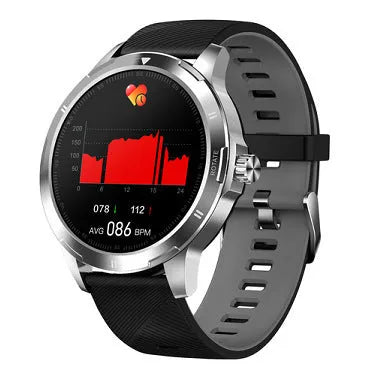 Sports smart bracelet with circular screen showing sleep and weather information on silicone wristband