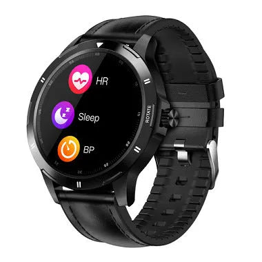 Sports smart bracelet with circular screen showing sleep and weather information on silicone wristband