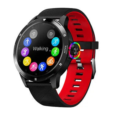 Sports smart bracelet with circular screen showing sleep and weather information on silicone wristband
