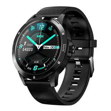 Sports smart bracelet with circular screen showing sleep and weather information on silicone wristband