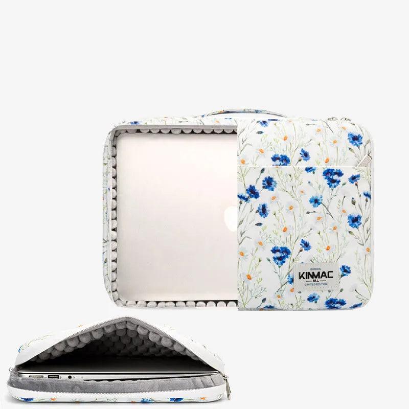 White polyester waterproof shockproof laptop sleeve with zipper closure for 15.6 inch notebook
