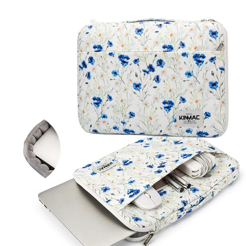 White polyester waterproof shockproof laptop sleeve with zipper closure for 15.6 inch notebook