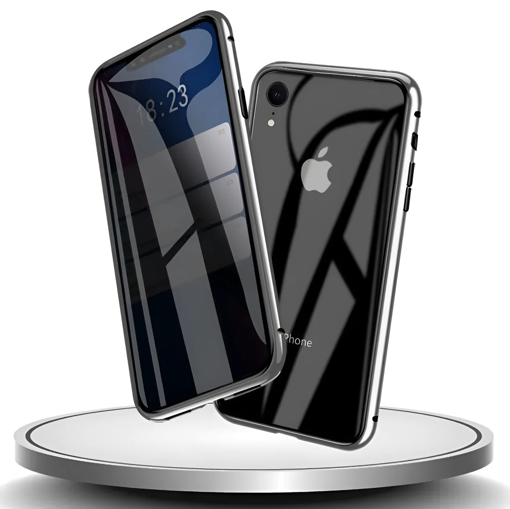 Glass anti-spy clamshell phone case for iPhone in multiple colour options