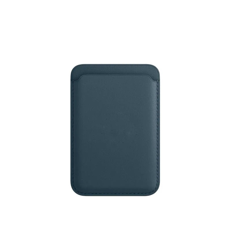 Black magnetic leather card case for iPhone with wallet function and MagSafe compatibility