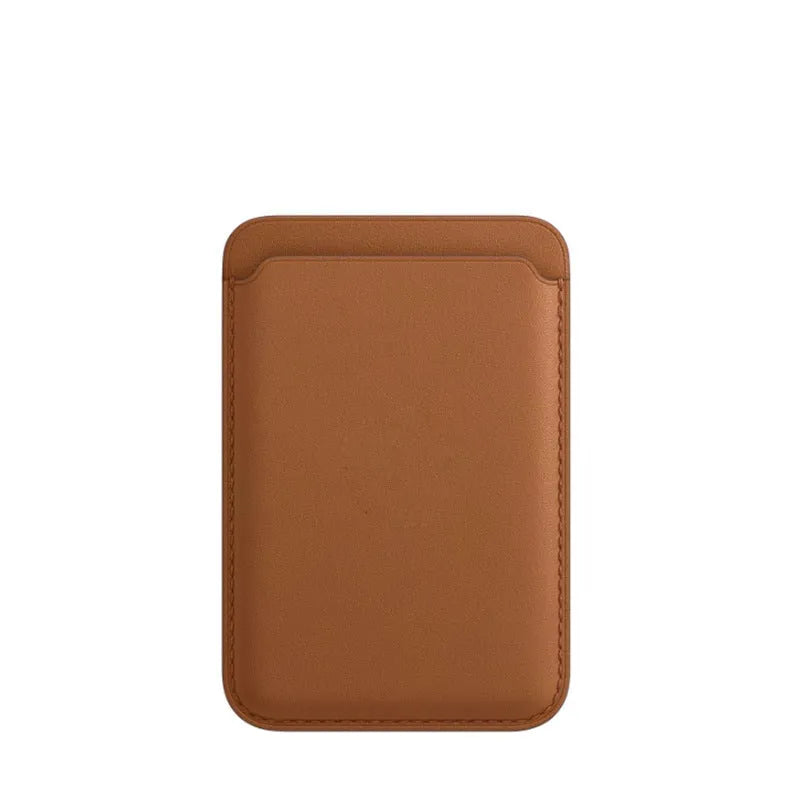 Black magnetic leather card case for iPhone with wallet function and MagSafe compatibility