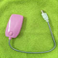 Flexible gooseneck USB LED desk lamp in black, white, blue, and pink colours