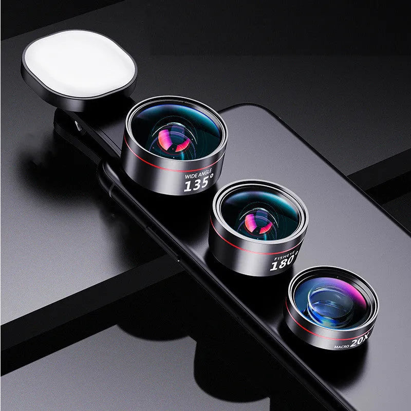 Universal smartphone fill light attachment with multiple lens options for mobile photography