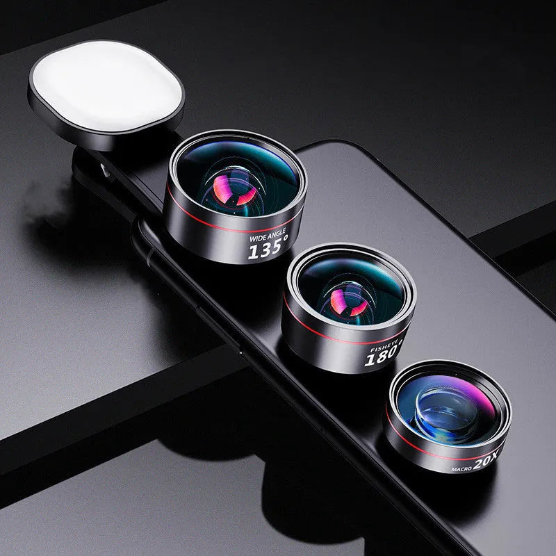 Universal smartphone fill light attachment with multiple lens options for mobile photography