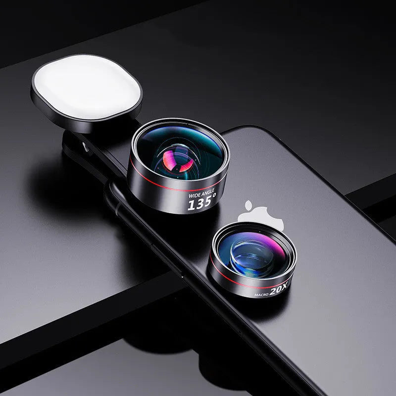 Universal smartphone fill light attachment with multiple lens options for mobile photography