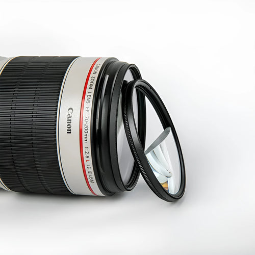 77mm split focus half moon mirror filter for DSLR cameras with cleaning cloth and storage bag