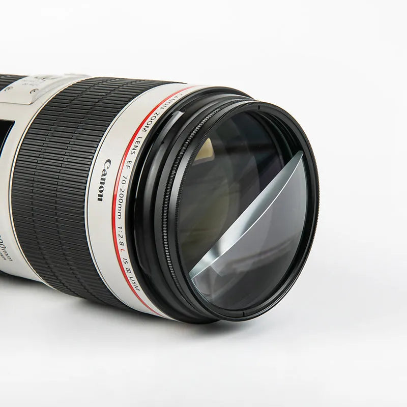 77mm split focus half moon mirror filter for DSLR cameras with cleaning cloth and storage bag
