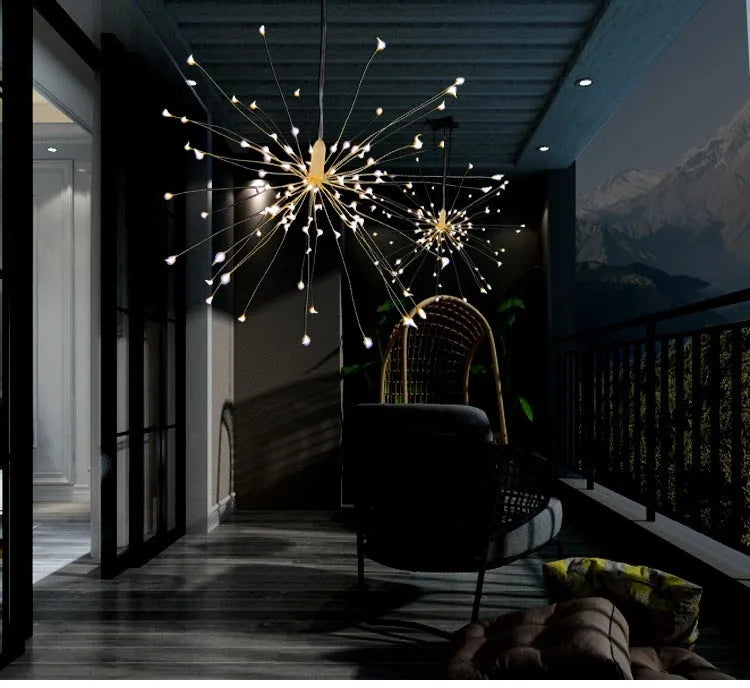 Solar firework LED meteor shower light with warm colour LEDs for outdoor garden decoration