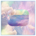 Pink and blue watercolour design hard plastic protective case for Apple AirPods Pro, AirPods 1, and AirPods 2.